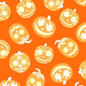Halloween Orange Pumpkins V1 - Tossed - Large Scale