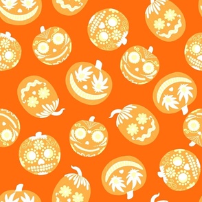Halloween Orange Pumpkins V1 - Tossed - Medium Scale
