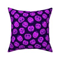 Purple Halloween Pumpkins on Navy1 V1 - Tossed - Small Scale