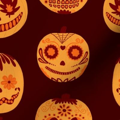 Cute Halloween Pumpkins on Brown V1 - Vertical - Medium Scale