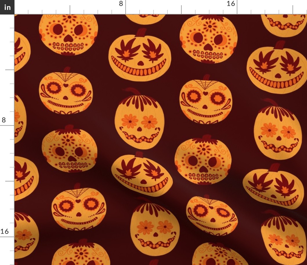 Cute Halloween Pumpkins on Brown V1 - Vertical - Medium Scale