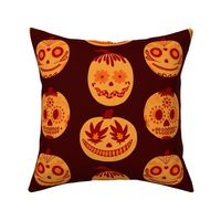 Cute Halloween Pumpkins on Brown V2 - Vertical - Large Scale