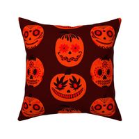 Red Halloween Pumpkins on Burgundy V2 - Vertical - Large Scale