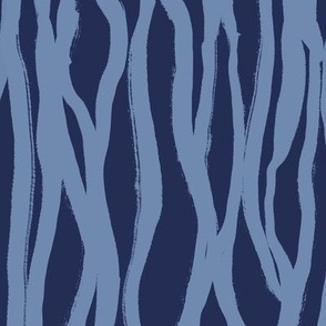 Bark – Modern And Simple Abstract Vertical Lines, Navy Blue and Denim Blue