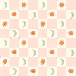 The moon in love with the sun - blush pink and antique gold