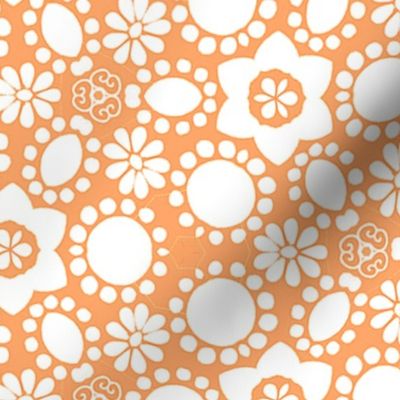 Orange Floral Pattern - Large Scale