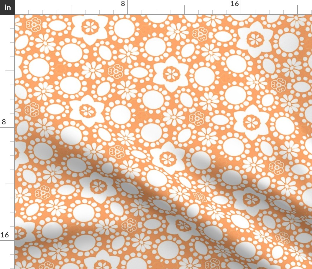 Orange Floral Pattern - Large Scale