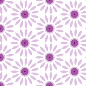 purple floral on white /medium