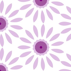 purple floral on white / large
