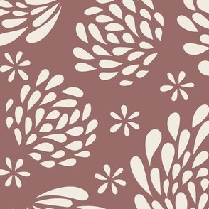 big blooms - copper rose pink_ creamy white - hand drawn floral
