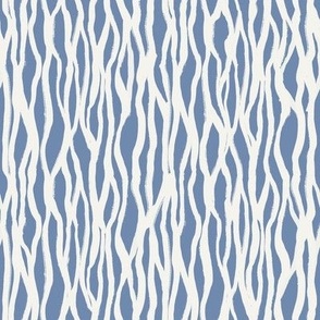 Bark – Minimal And Modern Abstract Vertical Lines, Denim Blue and Off-White (Small scale)