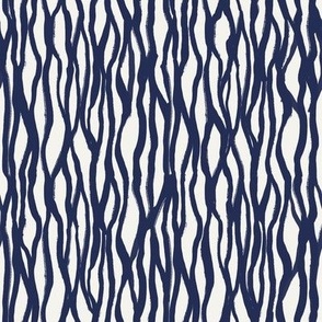 Bark – Minimal And Modern Abstract Vertical Lines, Off-White and Navy Blue (Small scale)