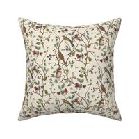 East Meets West Nordic Bird Chinoiserie And Foliage Pattern  Extra Small