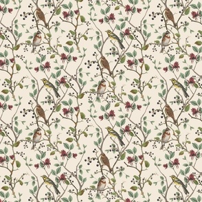 East Meets West Nordic Bird Chinoiserie And Foliage Pattern  Extra Small