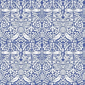 Victorian Voysey Dragonflies Birds Butterflies Blue