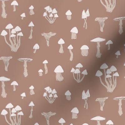 Hand Drawn Mushrooms in Warm Neutral Earth Tones for Fall and Autumn Season
