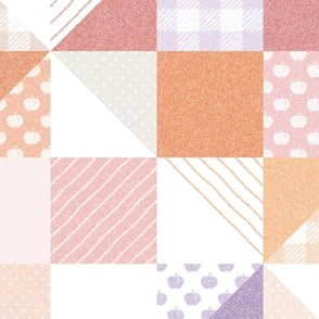 Sweet and Simple Quilt Print  - Pink Gingham, Stripes, Polka Dots & Apples  - Cheater Quilt