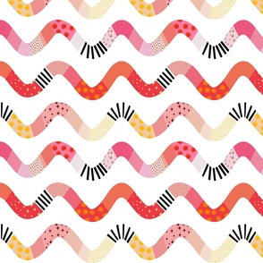 cute and colorful little wavy lines on white - medium scale
