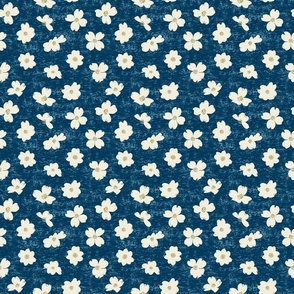 Dogwood flowers on blue. Small scale