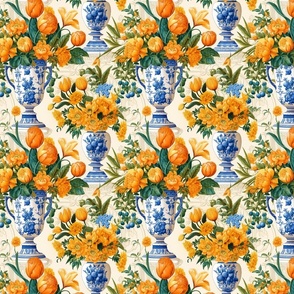 English Heritage Orange Flowers Spode Vase