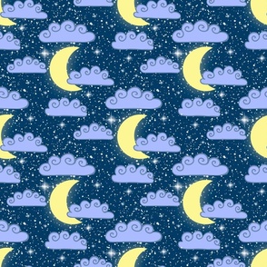 Dreamy Night Sky Moon and Stars