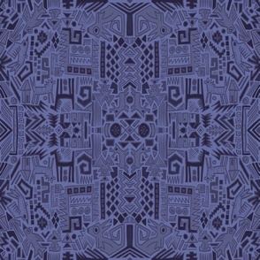 Navy blue monochrome primitive abstract design