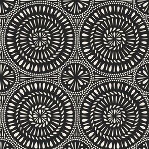 spinning - creamy white_ raisin black 02 - hand drawn circle tile