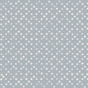 varied dots - creamy white_ french grey blue 02 - hand drawn polka dot