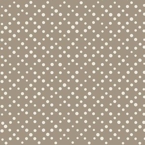 varied dots - creamy white_ khaki brown 02 - hand drawn polkadot