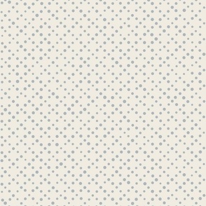 varied dots - creamy white_ french grey blue - hand drawn polkadot