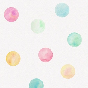 Pastel watercolor polka dots extra large scale