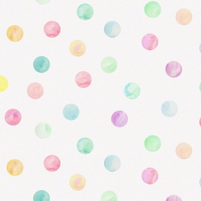 Pastel watercolor polka dots  Larger scale