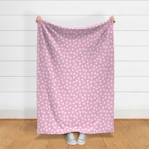 Barbiecore Tossed Hearts on Pastel Pink, Large Scale