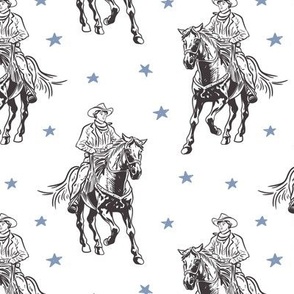 Western cowboy with gray blue stars WB23