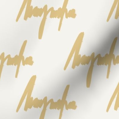 Modern Fashion Script with Textured Brush Marks, Off-White and Gold