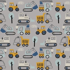 Construction Vehicles on Gray