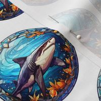 Stain Glass White Shark Design