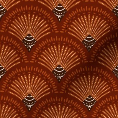 Art deco boho scallop sienna brown