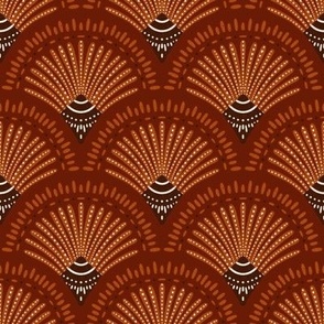 Art deco boho scallop sienna brown