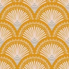 handpainted boho scallop gold beige grey