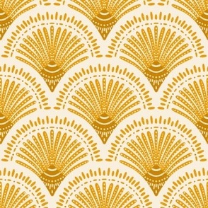 Handpainted boho scallop yellow gold mustard