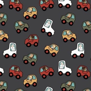 Popemobile and Cars on Dark Gray, 6" repeating