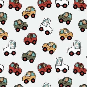 Popemobile and Cars on Light Gray, 6" repeating
