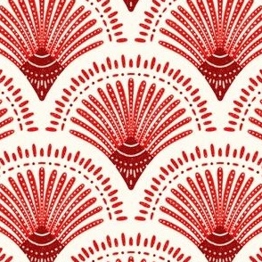  Handpainted boho arches red beige