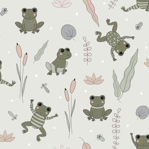 Whimsical Frogs & Florals Pattern