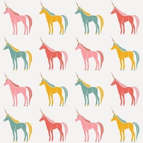 Bright Modern Rainbow Unicorns Standing in Lines