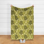 Monochromatic Tropical Flowers - Dill Green