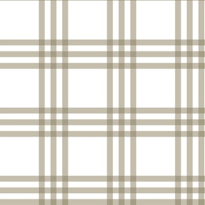 Khaki plaid on white - 6”