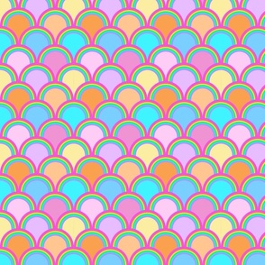  rainbow bright scallops (medium pattern) -pinks, orange, turquoiae