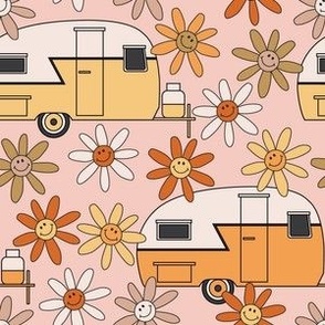 retro trailers with smiley face daisies